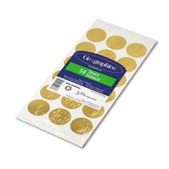 Geographics Self-Adhesive Embossed Seals, 1.25" dia., Gold, 18/Sheet, 3 Sheets/Pack (45204)