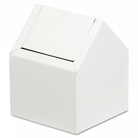 Double Entry, Swing Top Floor Receptacle, Metal, White (2201)