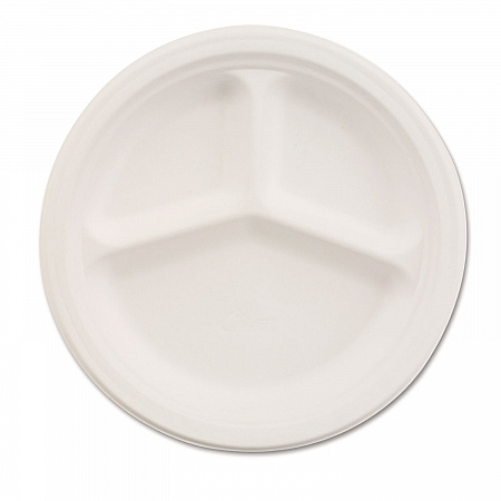 Paper Dinnerware, 3-Compartment Plate, 9.25