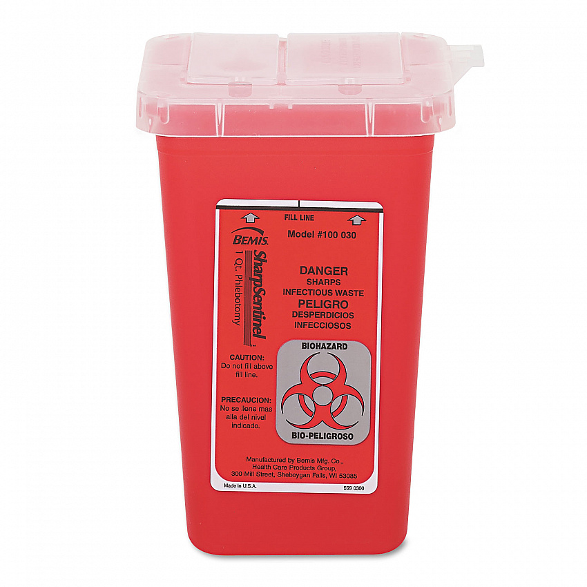 1-Quart Sharps Container, Plastic, Red (7350)