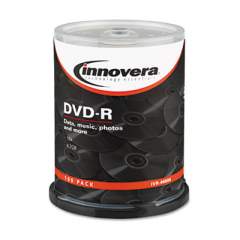 Innovera DVD-R Recordable Discs, 4.7 GB, 16x, Spindle, Silver, 100/Pack (46890)