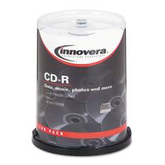 Innovera CD-R Inkjet Printable Recordable Disc, 700 MB/80 min, 52x, Spindle, Matte White, 100/Pack (77815)