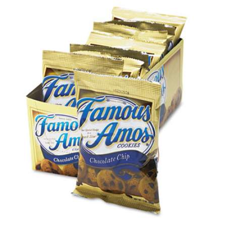 Famous Amos Cookies, Chocolate Chip, 2 oz Snack Pack, 8/Box (98067)