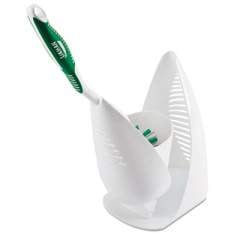 Libman Commercial Premium Angled Toilet Bowl Brush and Caddy, Green/White, 4/Carton (1022CT)