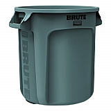 Vented Round Brute Container, 10 gal, Plastic, Gray (2610GRA)