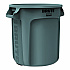 Vented Round Brute Container, 10 gal, Plastic, Gray (2610GRA)