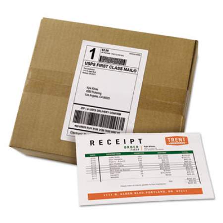 Avery Shipping Labels with Paper Receipt Bulk Pack, Inkjet/Laser Printers, 5.06 x 7.63, White, 100/Box (27900)