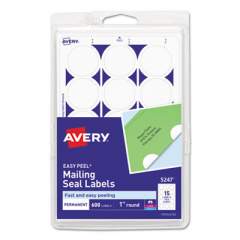 Avery Printable Mailing Seals, 1" dia., White, 15/Sheet, 40 Sheets/Pack, (5247) (05247)