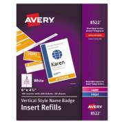 Avery Name Badge Insert Refills, Vertical, 4 1/4 x 6, White, 100/Pack (8522)