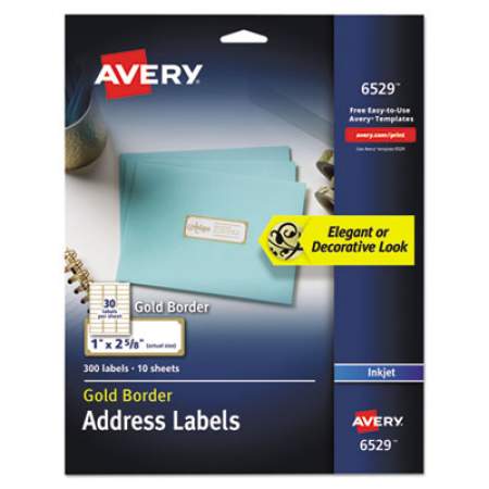Avery White Easy Peel Address Labels w/ Border, Inkjet Printers, 1 x 2.63, White, 30/Sheet, 10 Sheets/Pack (6529)