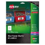 Avery Surface Safe ID Labels, Inkjet/Laser Printers, 1.63 x 3.63, White, 12/Sheet, 25 Sheets/Pack (61502)