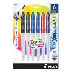 Pilot FriXion Colors Erasable Porous Point Pen, Stick, Bold 2.5 mm, Four Assorted Ink Colors, White Barrel, 6/Pack (44158)