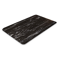Cushion-Step Marbleized Rubber Mat, Rectangular, Black Smooth Surface, 36" x 60" (CU3660BK)