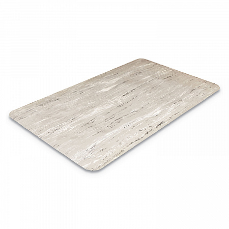 Cushion-Step Marbleized Rubber Mat, Rectangular, Gray Smooth Surface, 36