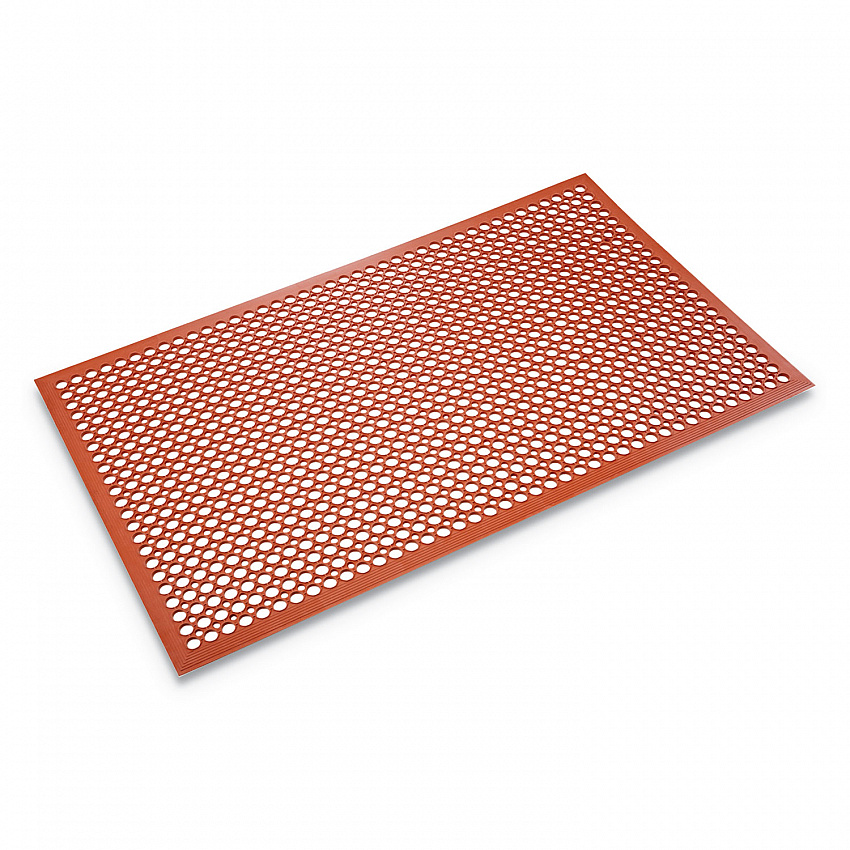 Grease-Resistant Safewalk-Light Wet/Oily Floor Anti-Fatigue Drainage Mat, 0.5" Thick, 36 x 60, Terra Cotta Perforated Surface (WSCT35TC)