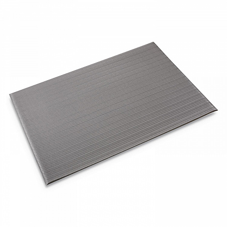 Ribbed Vinyl Anti-Fatigue Mat, Rectangular, Gray Ribbed Surface, 36