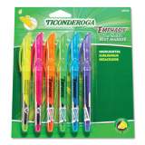Ticonderoga Emphasis Pocket Style Highlighters, Assorted Ink Colors, Chisel Tip, Assorted Barrel Colors, 6/Set (48008)