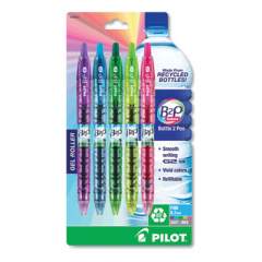 Pilot B2P Bottle-2-Pen Recycled Gel Pen, Retractable, Fine 0.7 mm, Assorted Ink and Barrel Colors, 5/Pack (36621)