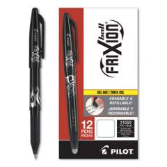 Pilot FriXion Ball Erasable Gel Pen, Stick, Fine 0.7 mm, Black Ink, Black Barrel (31550)