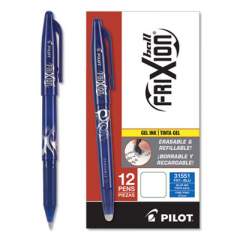 Pilot FriXion Ball Erasable Gel Pen, Stick, Fine 0.7 mm, Blue Ink, Blue Barrel (31551)