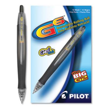 Pilot G6 Gel Pen, Retractable, Fine 0.7 mm, Black Ink, Black Barrel (31401)