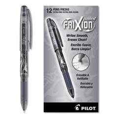 Pilot FriXion Point Erasable Gel Pen, Stick, Extra-Fine 0.5 mm, Black Ink, Black Barrel (31573)