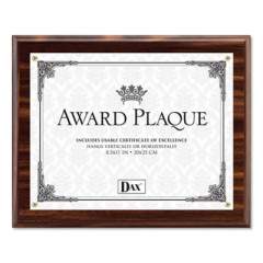 DAX Award Plaque, Wood/Acrylic Frame, Up to 8 1/2 x 11, Walnut (N15818T)