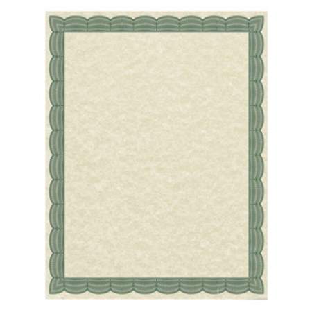 Southworth Parchment Certificates, Traditional, 8.5 x 11, Ivory with Green Border, 50/Pack (91341)
