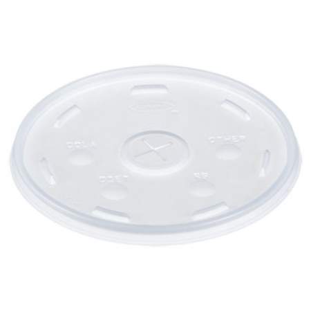 Dart Plastic Lids for Foam Cups, Bowls and Containers, Flat with Straw Slot, Fits 12-60 oz, Translucent, 500/Carton (32SL)