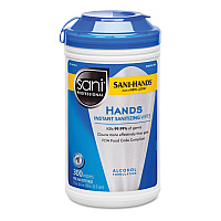 Hands Instant Sanitizing Wipes, 7.5 x 5, 300/Canister, 6/Carton (P92084CT)