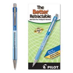Pilot Better Ballpoint Pen, Retractable, Medium 1 mm, Blue Ink, Translucent Blue Barrel, Dozen (30006)