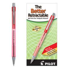 Pilot Better Ballpoint Pen, Retractable, Medium 1 mm, Red Ink, Translucent Red Barrel, Dozen (30007)