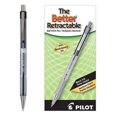 Pilot Better Ballpoint Pen, Retractable, Medium 1 mm, Black Ink, Smoke Barrel, Dozen (30005)