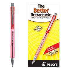 Pilot Better Ballpoint Pen, Retractable, Fine 0.7 mm, Red Ink, Translucent Red Barrel, Dozen (30002)