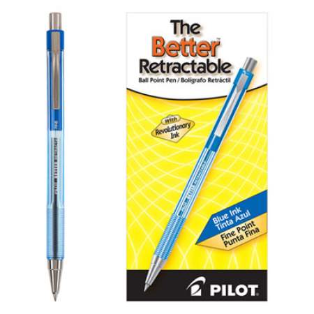 Pilot Better Ballpoint Pen, Retractable, Fine 0.7 mm, Blue Ink, Translucent Blue Barrel, Dozen (30001)
