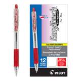 Pilot EasyTouch Ballpoint Pen, Retractable, Fine 0.7 mm, Red Ink, Clear Barrel, Dozen (32212)