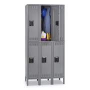 Tennsco Double Tier Locker with Legs, Triple Stack, 36w x 18d x 78h, Medium Gray (DTS1218363MG)