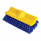Bi-Level Deck Scrub Brush, Blue Polypropylene Bristles, 10" Brush, 10" Plastic Block, Threaded Hole (6337BLU)