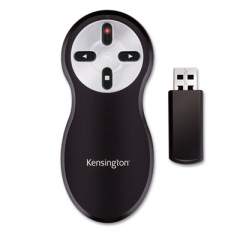 Kensington Wireless Presenter with Red Laser, Class 2, 65 ft Range, Black/Silver (33374)