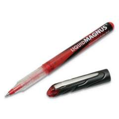 AbilityOne 7520014940908 SKILCRAFT Liquid Magnus Roller Ball Pen, Stick, Micro 0.5 mm, Red Ink, Clear/Red Barrel, Dozen