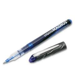 AbilityOne 7520014612663 SKILCRAFT Liquid Magnus Roller Ball Pen, Stick, Micro 0.5 mm, Blue Ink, Clear/Blue Barrel, Dozen