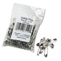 Charles Leonard Safety Pins, Nickel-Plated, Steel, 1 1/2" Length, 144/Pack (83150)