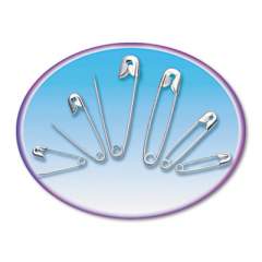 Charles Leonard Safety Pins, Nickel-Plated, Steel, Assorted Sizes, 50/Pack (83450)