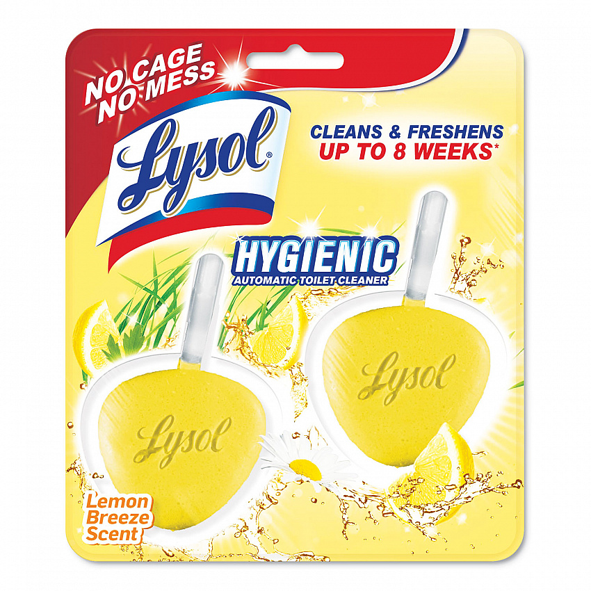 Hygienic Automatic Toilet Bowl Cleaner, Lemon Breeze Scent, 1.41 oz Block, 2/Pack (83723)