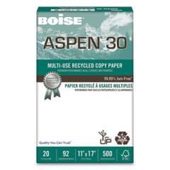 Boise ASPEN 30 Multi-Use Recycled Paper, 92 Bright, 20lb, 11 x 17, White, 500 Sheets/Ream, 5 Reams/Carton (054907)