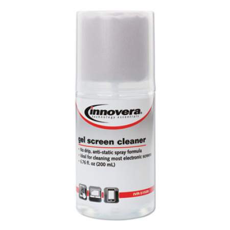 Innovera Anti-Static Gel Screen Cleaner, with Gray Microfiber Cloth, 4 oz Spray Bottle (51520)