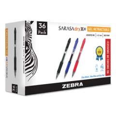 Zebra Sarasa Dry Gel X20 Gel Pen, Retractable, Medium 0.7 mm, Assorted Ink and Barrel Colors, 36/Pack (46036)
