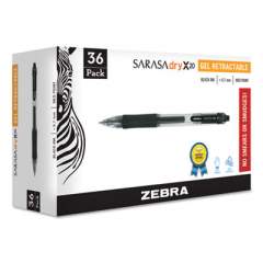 Zebra Sarasa Dry Gel X20 Gel Pen, Retractable, Medium 0.7 mm, Black Ink, Smoke Barrel, 36/Pack (46136)