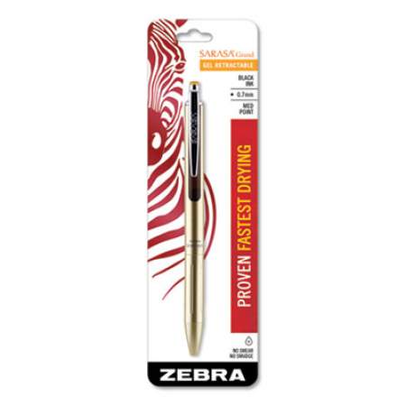 Zebra Sarasa Grand Gel Pen, Retractable, Fine 0.7 mm, Black Ink, Gold Barrel (45511)