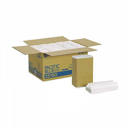 Pacific Blue Basic C-Fold Paper Towel, 1-Ply, 10.1 x 12.7, White, 240/Pack, 10 Packs/Carton (25190)